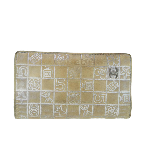 CHANEL Icon Line Wallet Leather Silver CC Auth 61875 - Picture 13 of 16